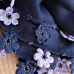 [Made to order] OYA Pashmina shawl [MARY] Navy Blue 第4張的照片