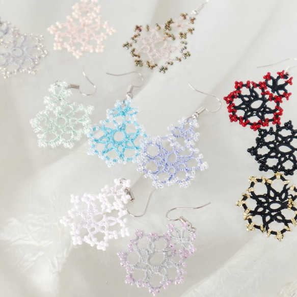 OYA Tatting lace earrings [SNOW] Blue Moon 第3張的照片