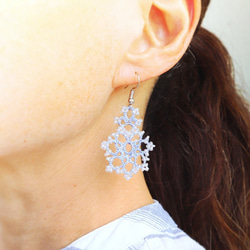 OYA Tatting lace earrings [SNOW] Blue Moon 第4張的照片