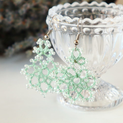 OYA Tatting lace earrings [SNOW] Pale Mint 第2張的照片