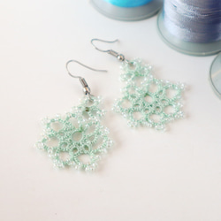 OYA Tatting lace earrings [SNOW] Pale Mint 第4張的照片