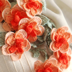 [再次上架] 3D 蕾絲花朵棉質披肩“瑪格麗特/2 面”米色和橙色 第4張的照片