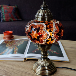 Turkish Mosaic lamp[Desk type]LARGE-Brown *Free shipping 第1張的照片