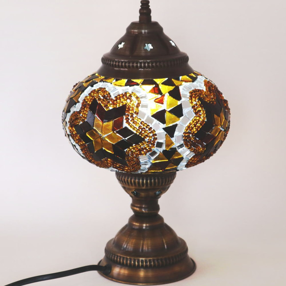 Turkish Mosaic lamp[Desk type]LARGE-Brown *Free shipping 第3張的照片