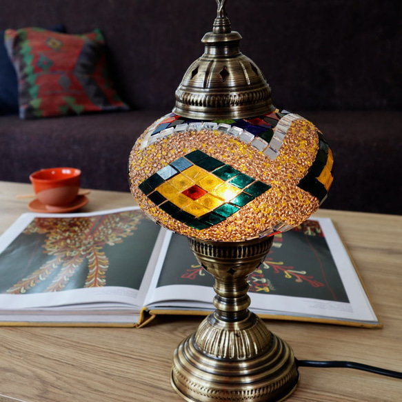 Turkish Mosaic lamp[Desk type]LARGE-Nazaar*Free shipping 第1張的照片