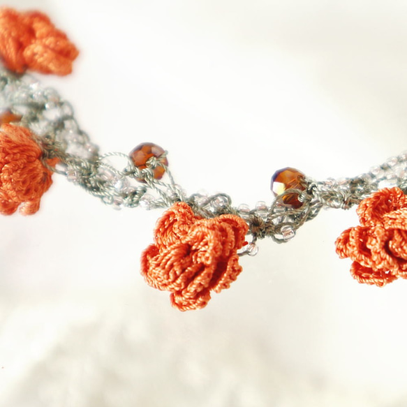 OYA crochet 45cm Necklace [ROSE Crystal] Sweet Orange 第4張的照片