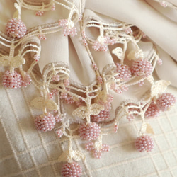 [訂做] 珠子堅果雪紡披肩“Berry”奶油米色 第3張的照片