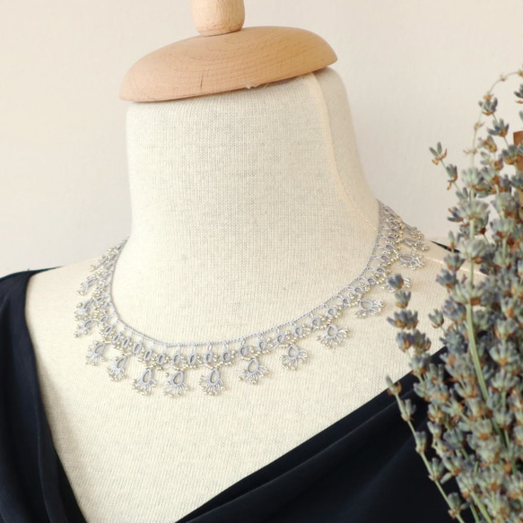 OYA Tatting lace 43cm Necklace [LACE] Silver 第1張的照片