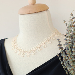 OYA Tatting lace 43cm Necklace [LACE] Ivory 第1張的照片