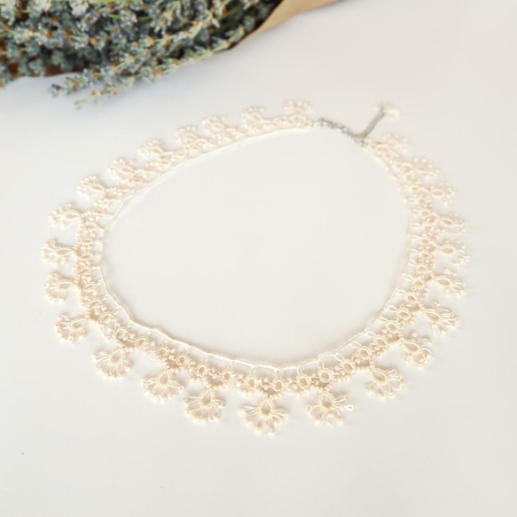 OYA Tatting lace 43cm Necklace [LACE] Ivory 第2張的照片