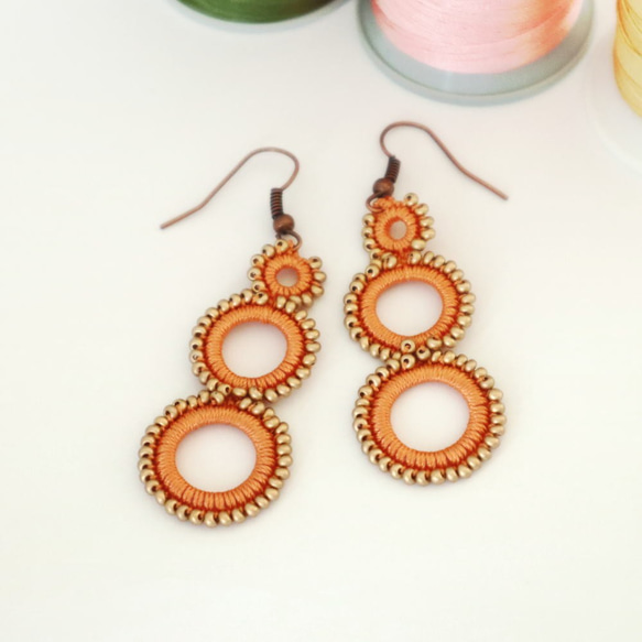 OYA crochet earrings [RING] Tangerine orange 第3張的照片