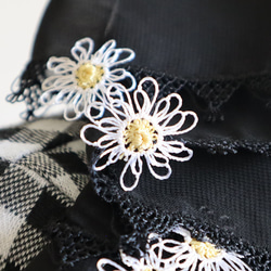 高級雪紡披肩與蕾絲花朵“雛菊/2面”黑色 第4張的照片
