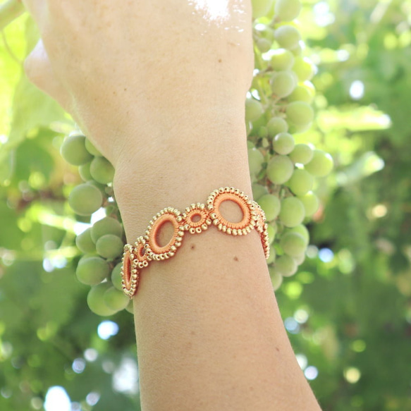 OYA crochet bracelet [RING] Tangerine orange 第2張的照片