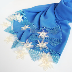 [定做] PREMIUM 雪紡披肩與蕾絲星星“斯特拉 / 2 面”藍湖 第5張的照片
