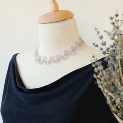 OYA Tatting lace 40cm necklace [GRACE] Lavender Gray 第3張的照片