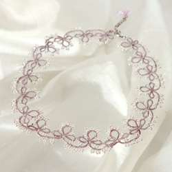 OYA Tatting lace 40cm necklace [GRACE] Lavender Gray 第5張的照片