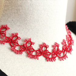 OYA Tatting lace 40cm necklace [GRACE] Raja Ruby 第4張的照片