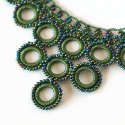 OYA crochet 47㎝ necklace [Bib Ring] Green Ivy 第4張的照片