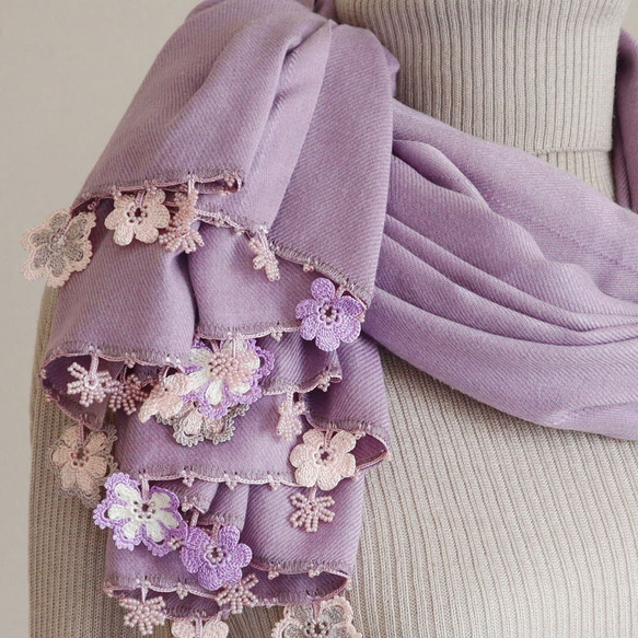 [Resale] OYA Pashmina shawl [VIOLA] Antique mauve 第2張的照片