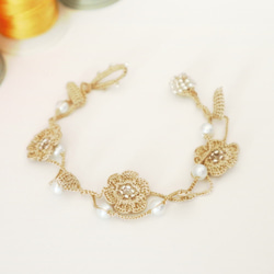 OYA crochet bracelet [MARY Pearl] Sand Beige 第1張的照片