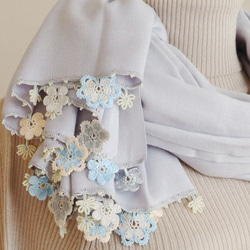 [Made to order] OYA Pashmina shawl [VIOLA] Pale Gray 第2張的照片