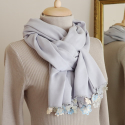 [Made to order] OYA Pashmina shawl [VIOLA] Pale Gray 第4張的照片