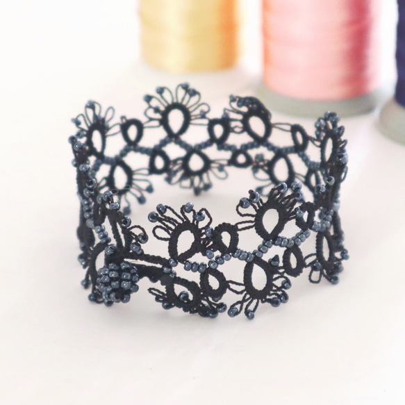 OYA Tatting lace Bracelet [LACE] Smoky Black 第1張的照片