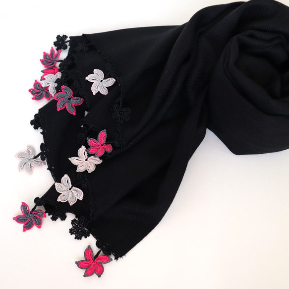 [Resale] OYA pashmina shawl [WINDMILL] Black 第6張的照片