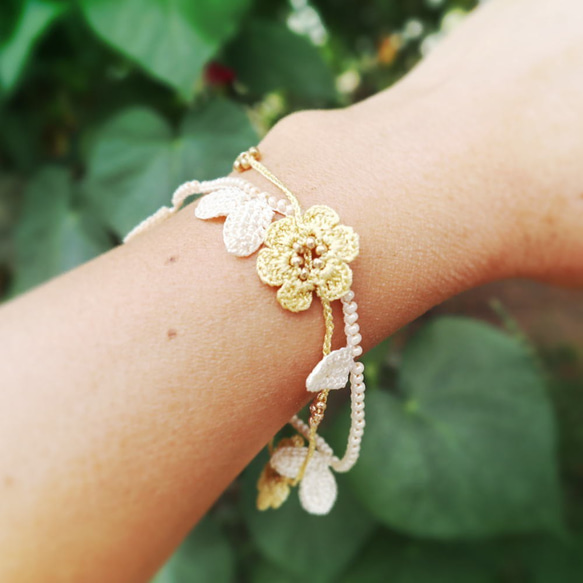 OYA crochet Bracelet [MARY] Yellow Gold 第4張的照片