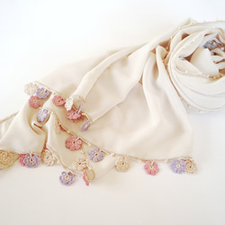 [Resale] OYA crochet Chiffon shawl [MARY] Cream Beige 第8張的照片