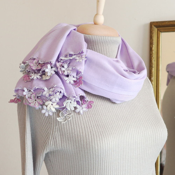 [Made to order] OYA pashmina shawl [WINDMILL]Lavender 第6張的照片