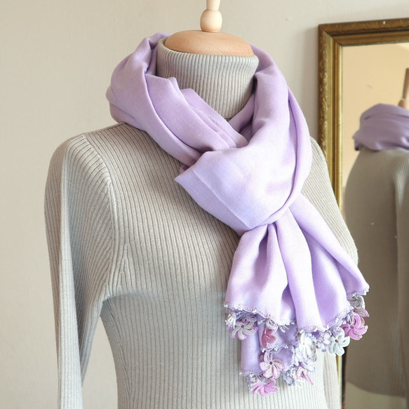 [Made to order] OYA pashmina shawl [WINDMILL]Lavender 第7張的照片