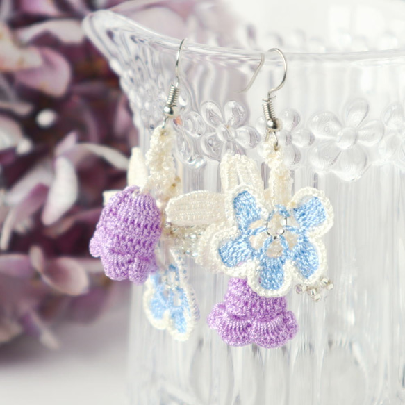 OYA crochet earrings [BIJOU] Ice Blue 第1張的照片