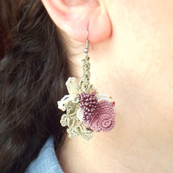 OYA crochet earrings [BIJOU] Sand Beige 第1張的照片