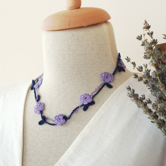OYA crochet 45cm necklace [MARY] Lavender 第1張的照片