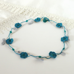 OYA crochet 45cm necklace [MARY] Aqua Blue 第2張的照片