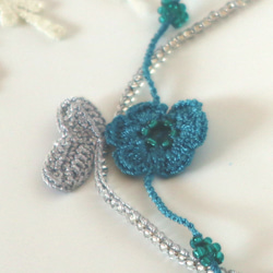 OYA crochet 45cm necklace [MARY] Aqua Blue 第3張的照片