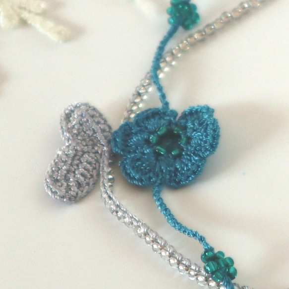 OYA crochet 45cm necklace [MARY] Aqua Blue 第3張的照片