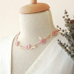 OYA crochet 45cm necklace [MARY] Baby Pink 第1張的照片