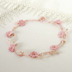 OYA crochet 45cm necklace [MARY] Baby Pink 第2張的照片