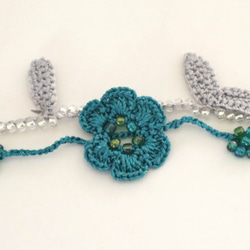 OYA crochet Bracelet [MARY] Aqua Blue 第4張的照片
