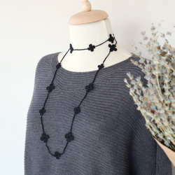 OYA crochet 120cm Lariet [CROCE] Black 第2張的照片