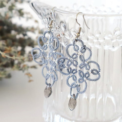 OYA tatting lace earrings [ARABESQUE] Blue Gray 第1張的照片