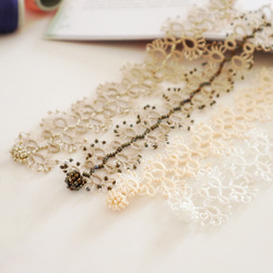 OYA Tatting lace Bracelet [LACE] White ＆ Gold 第7張的照片