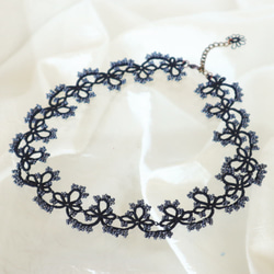 OYA Tatting lace 40cm necklace [GRACE] Smokey Black 第4張的照片