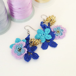 OYA crochet earrings [BIJOU] Ocean Blue 第2張的照片