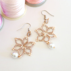 OYA Tatting lace earrings [POLARSTAR] Café au lait 第3張的照片