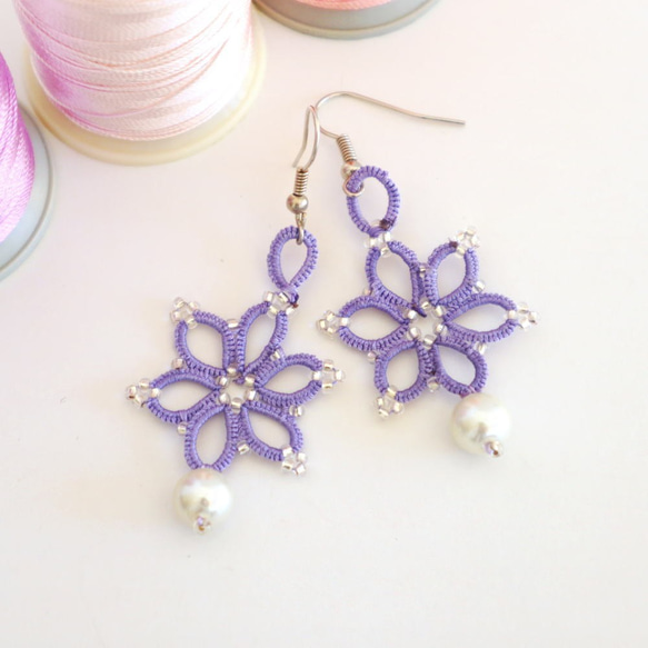 OYA Tatting lace earrings [POLARSTAR] Blue Moon 第1張的照片