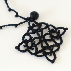 OYA Tatting lace 50cm necklace [RHOMBUS] Black 第3張的照片