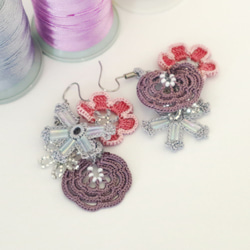 OYA crochet earrings [BIJOU] Misty Lavender 第2張的照片